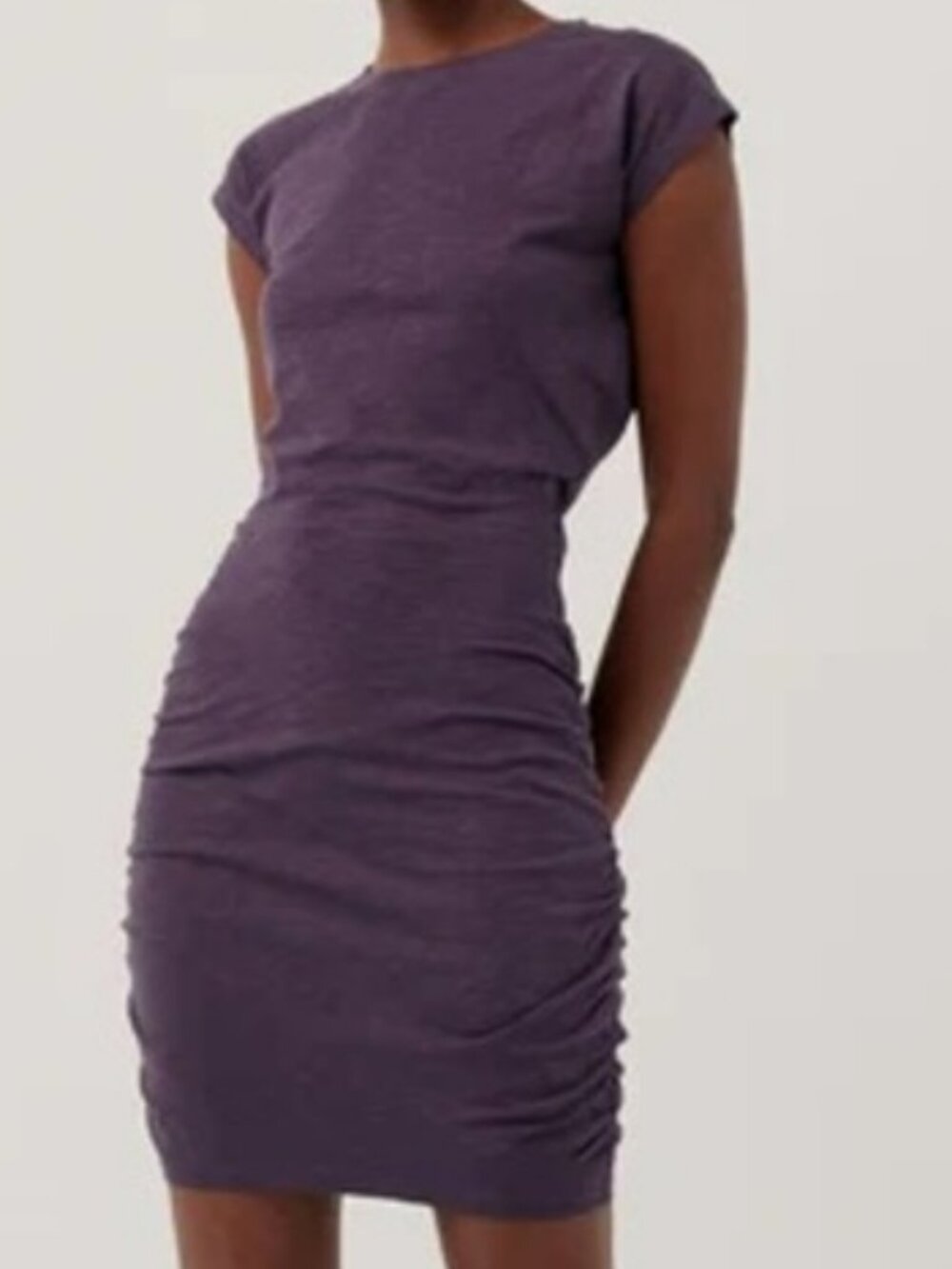 PACT Purple Organic Cotton Ruched Dress